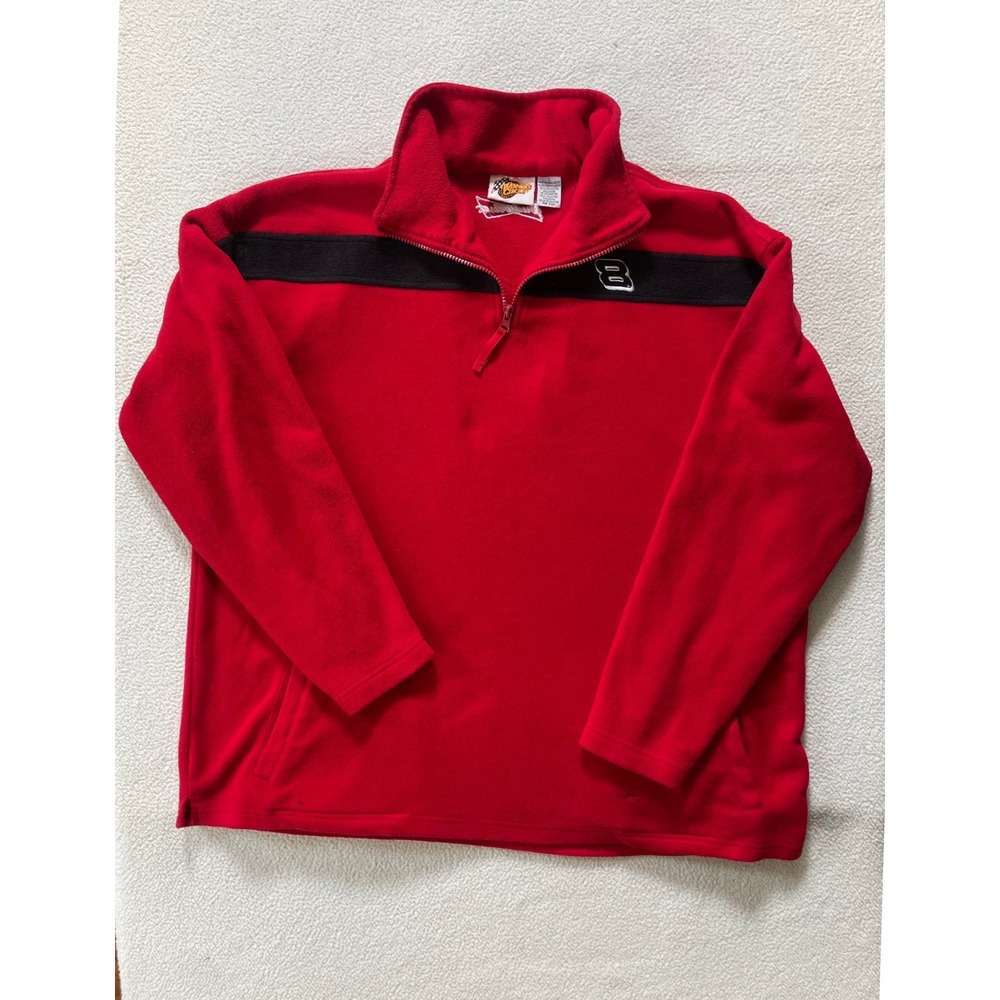 Winners Circle Mens Large Fleece Pullover Red Dale Jr Budweiser Racing No 8